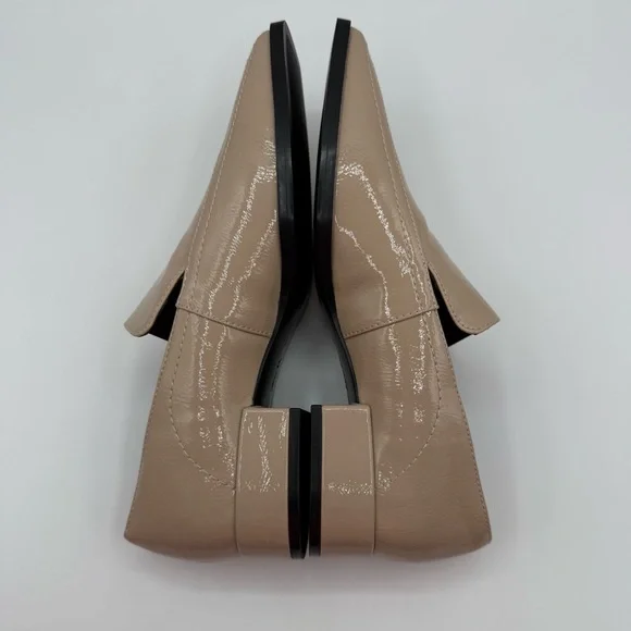 Zara Taupe Patent Loafers Women’s Square Toe Low Heel Slip On Shoes Size 6.5 US - Picture 9 of 16